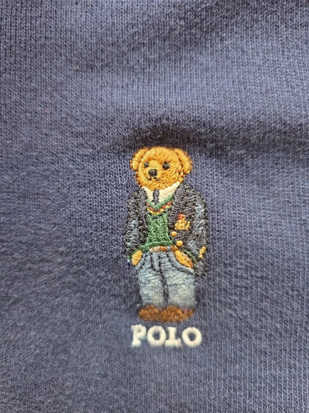 Polo Ralph Lauren - Polo Bear Embroidered Quarter-Zip Pullover - L - Navy Blue